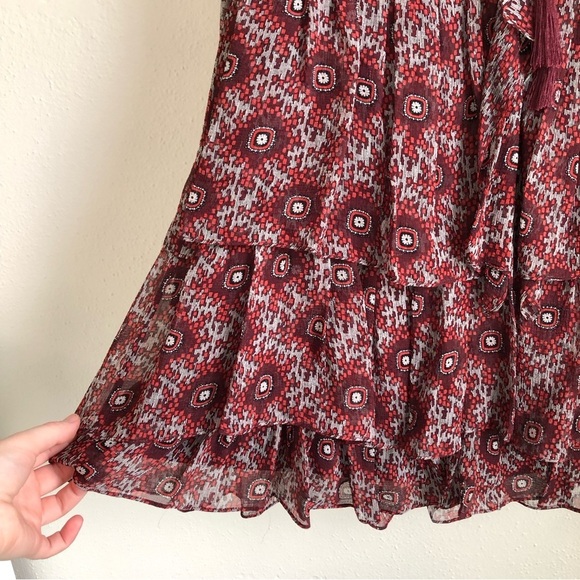 100% Silk Cinq á Sept Jasmine Floral Ruffle Fringe Dress - Picture 12 of 14